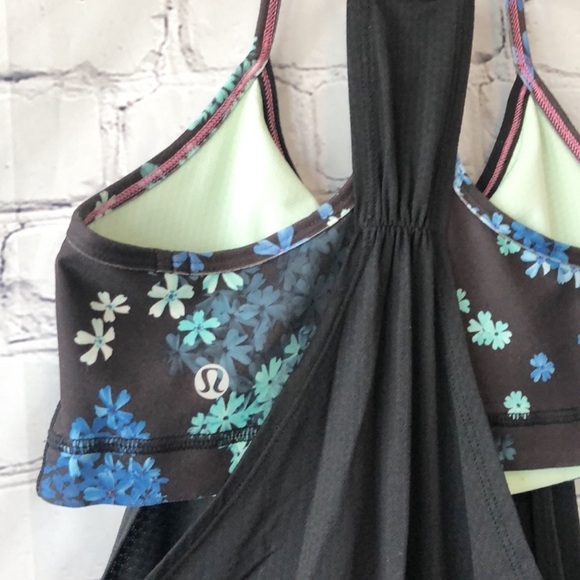 Lululemon No Limits Tank Black/Petal Pop Multi Sz 4 - Picture 9 of 13